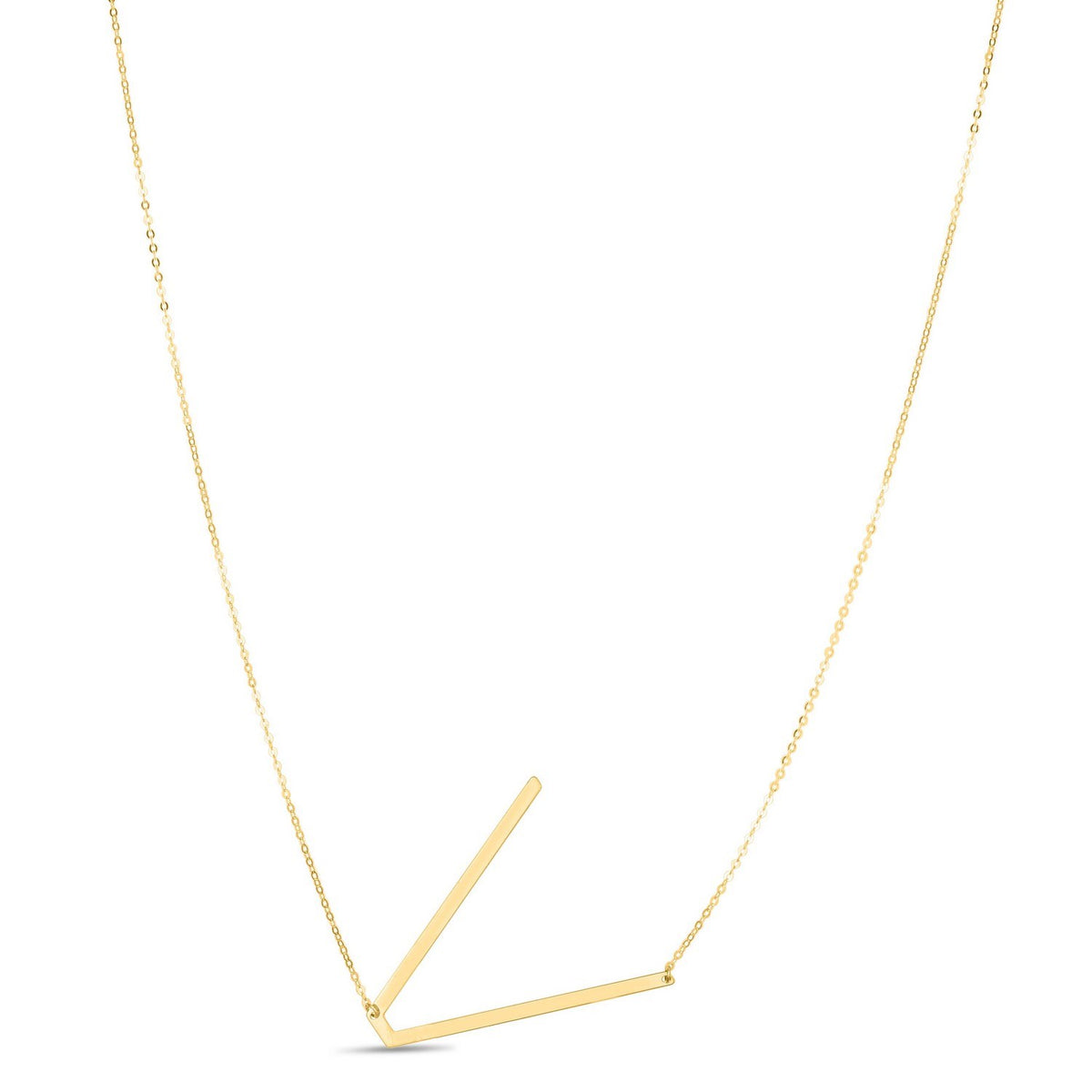 14K Yellow Gold Yours Truly Large Initial V Necklace