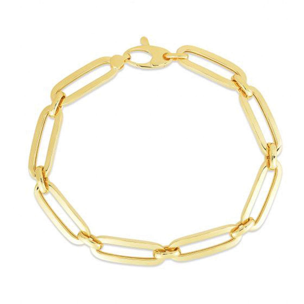 14k Yellow Gold 7 1/4 inch Bombay Paperclip Chain Bracelet
