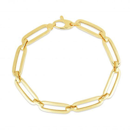 14k Yellow Gold 7 1/4 inch Bombay Paperclip Chain Bracelet
