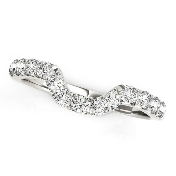 14k White Gold Curved Design Pave Diamond Wedding Ring (1/6 cttw) RCJ Rings  CELESTIA LUXE JEWELLERS