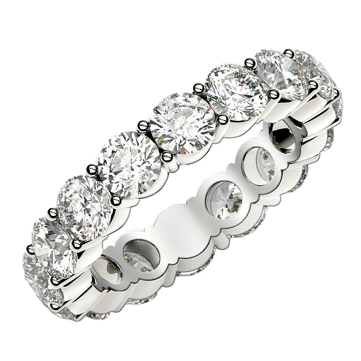Round Cut Lab Grown Diamond Eternity Ring in 14k White Gold (4 cttw FG/VS2) RCJ Rings  CELESTIA LUXE JEWELLERS