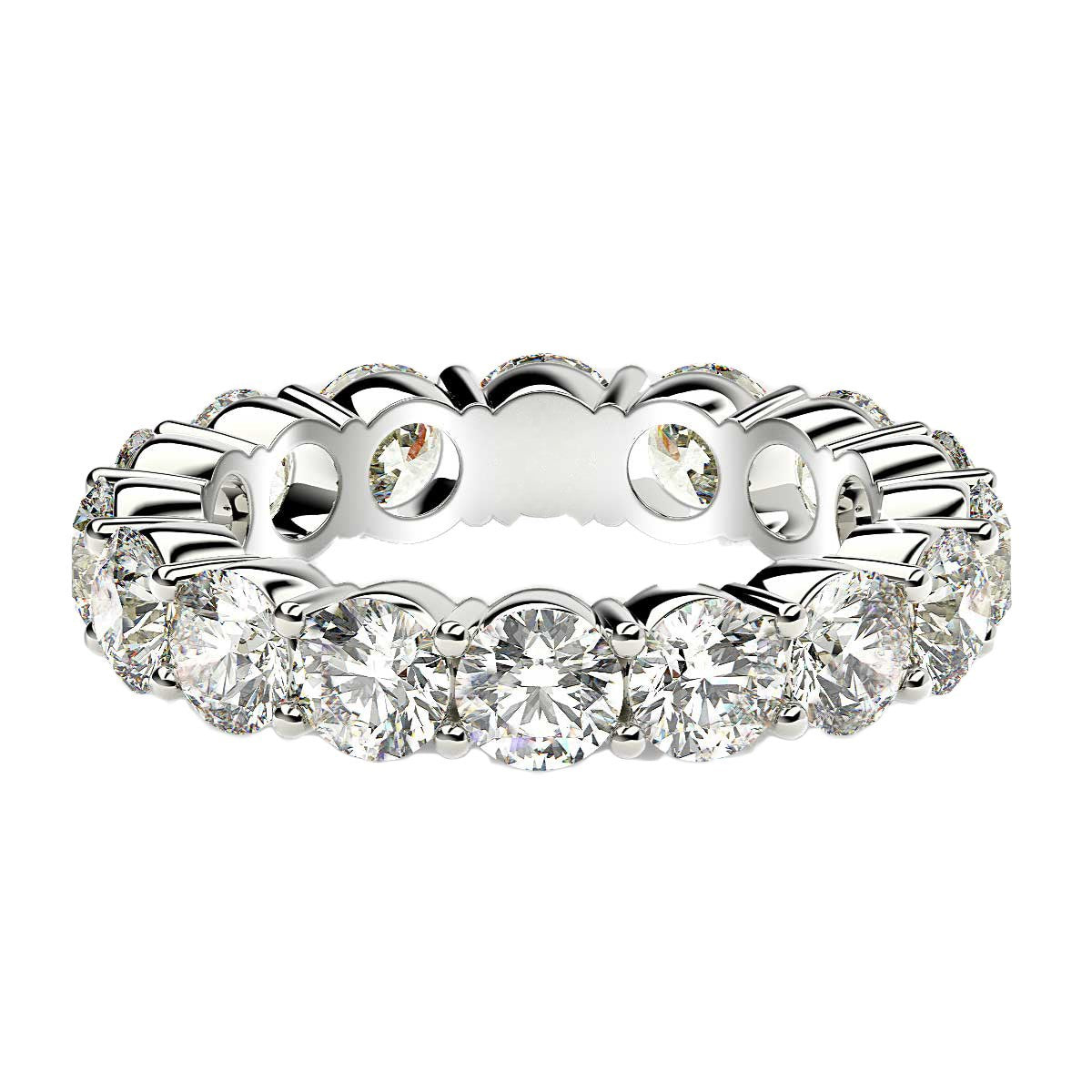Round Cut Lab Grown Diamond Eternity Ring in 14k White Gold (4 cttw FG/VS2) RCJ Rings  CELESTIA LUXE JEWELLERS