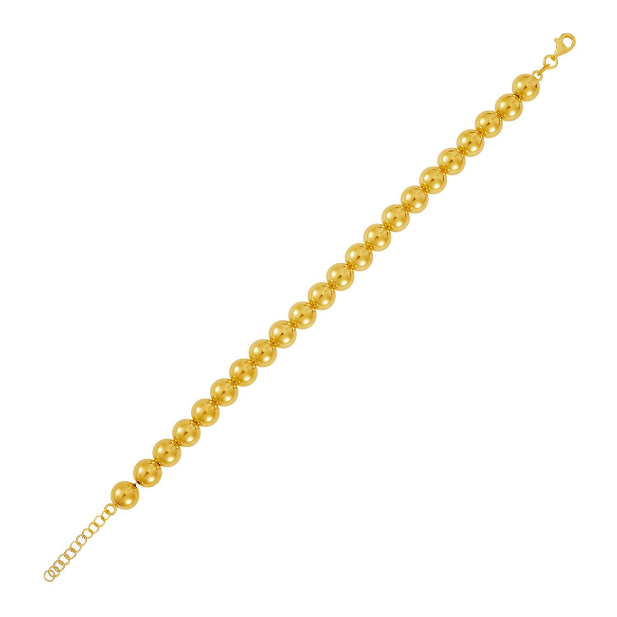 Polished 7mm Bead Bracelet in 14K Yellow Gold