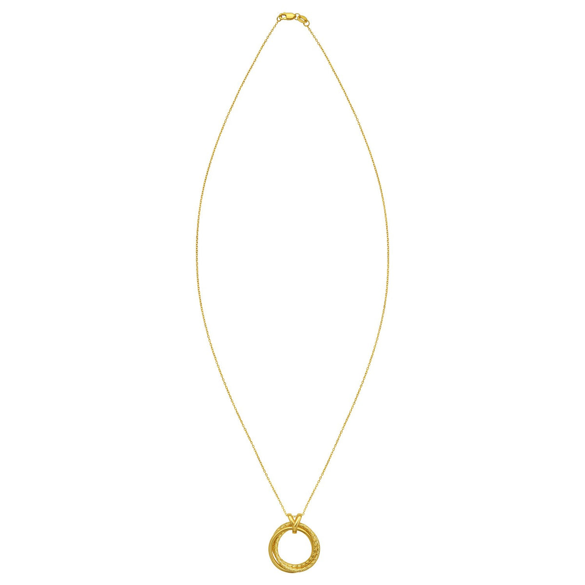 14K Yellow Gold Interlocking Diamond Cut Trinity Necklace