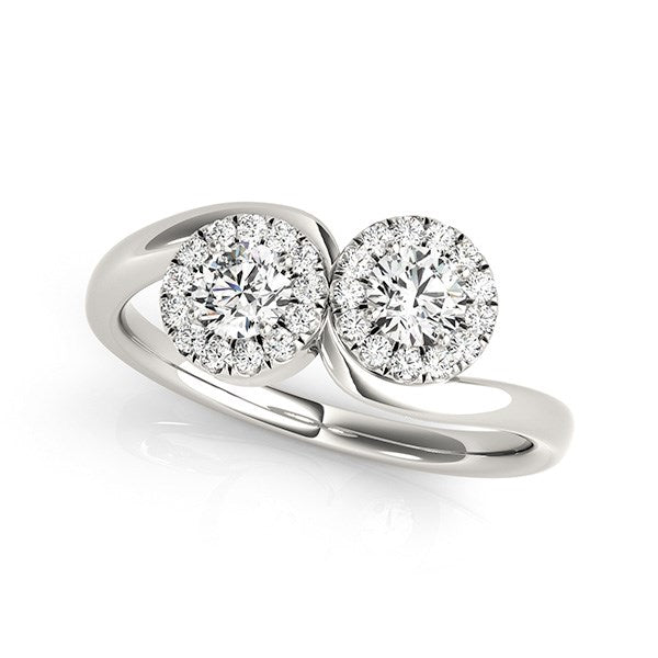 14k White Gold Halo Set Round Two Stone Diamond Ring (3/8 cttw) RCJ Rings  CELESTIA LUXE JEWELLERS