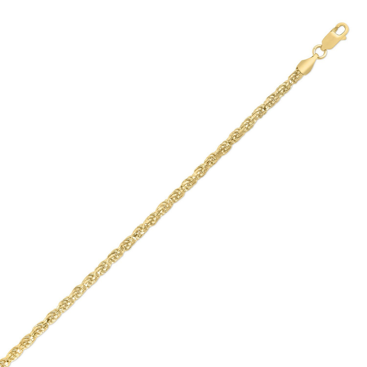 Sterling Silver Yellow Gold Plated Diamond Cut Royal Rope Chain