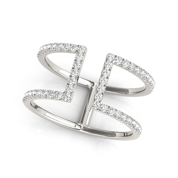 14k White Gold Modern Dual Band Style Diamond Ring (1/2 cttw) RCJ Rings  CELESTIA LUXE JEWELLERS