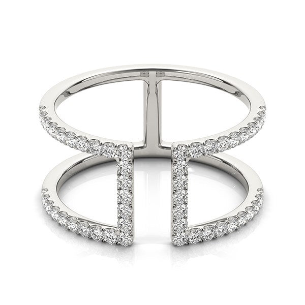 14k White Gold Modern Dual Band Style Diamond Ring (1/2 cttw) RCJ Rings  CELESTIA LUXE JEWELLERS