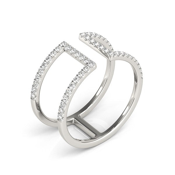 14k White Gold Modern Dual Band Style Diamond Ring (1/2 cttw) RCJ Rings  CELESTIA LUXE JEWELLERS