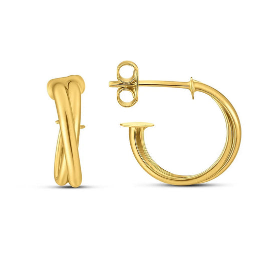 Entrelacé Crossover Hoops — 14K Yellow Gold