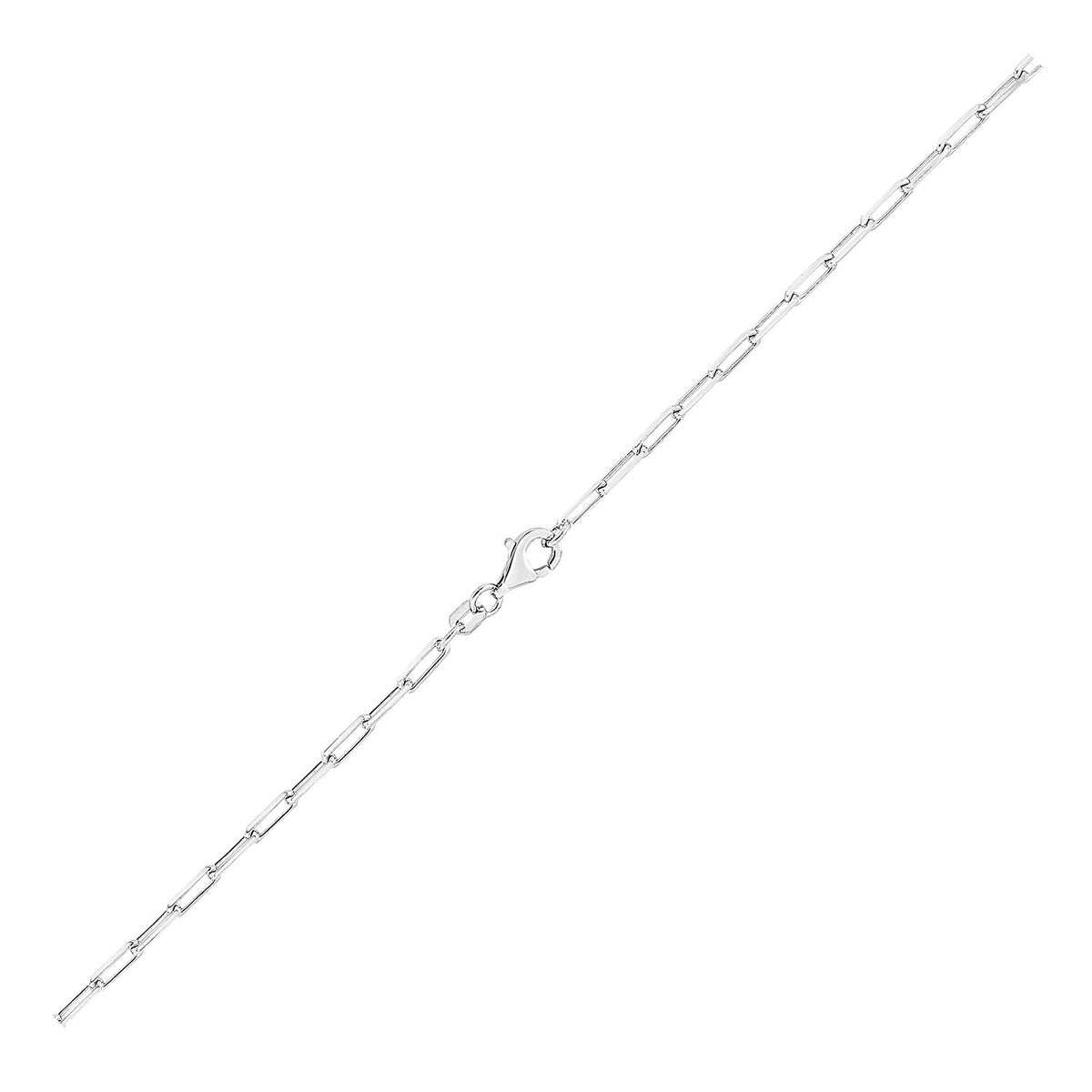 Sterling Silver Rhodium Plated Paperclip Anklet