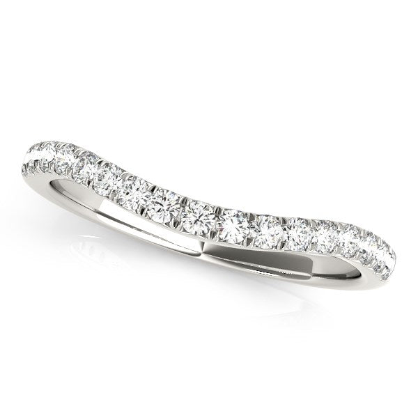 14k White Gold Pave Set Round Diamond Curved Wedding Band (1/4 cttw) RCJ Rings  CELESTIA LUXE JEWELLERS