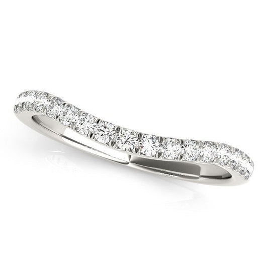 14k White Gold Pave Set Round Diamond Curved Wedding Band (1/4 cttw) RCJ Rings  CELESTIA LUXE JEWELLERS