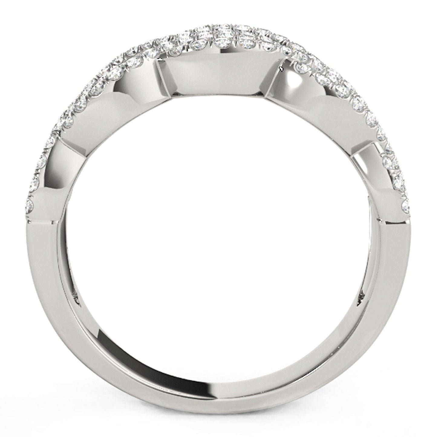 Diamond Studded Double Interlocking Waves Ring in 14k White Gold  (5/8 cttw) RCJ Rings  CELESTIA LUXE JEWELLERS