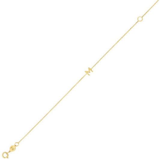 14K Yellow Gold Mini Initial M Bracelet