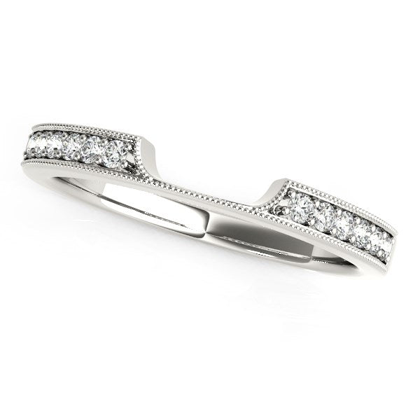 14k White Gold Curved Section Antique Style Diamond Wedding Band (1/8 cttw) RCJ Rings  CELESTIA LUXE JEWELLERS