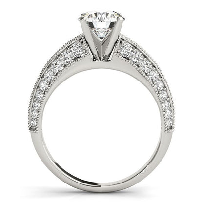 14k White Gold Pronged Round Antique Diamond Engagement Ring (1 1/2 cttw) RCJ Rings  CELESTIA LUXE JEWELLERS