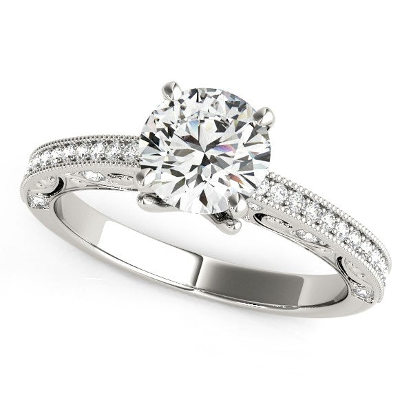 14k White Gold Antique Pronged Round Diamond Engagement Ring (1 1/8 cttw) RCJ Rings  CELESTIA LUXE JEWELLERS