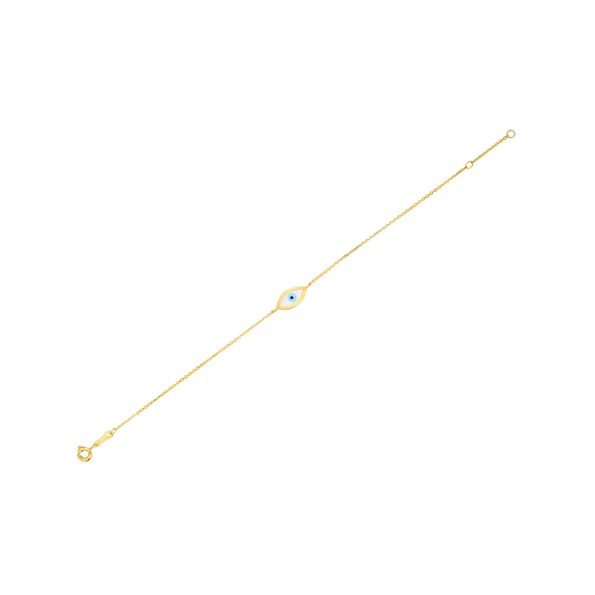 14k Yellow Gold MOP Evil Eye Bracelet (1.00 mm)