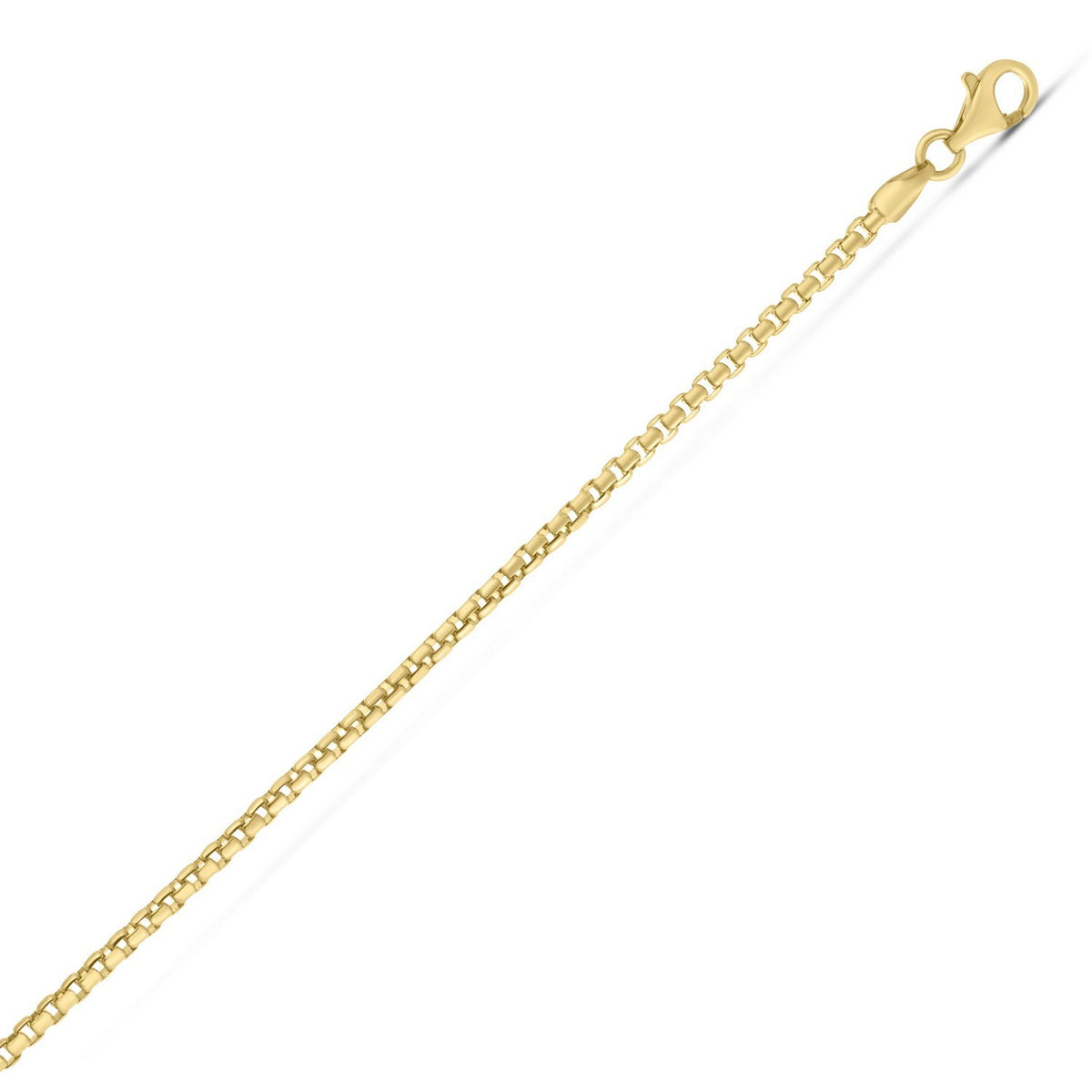 Sterling Silver Yellow Gold Plated Round Box Chain