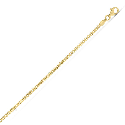 Sterling Silver Yellow Gold Plated Round Box Chain