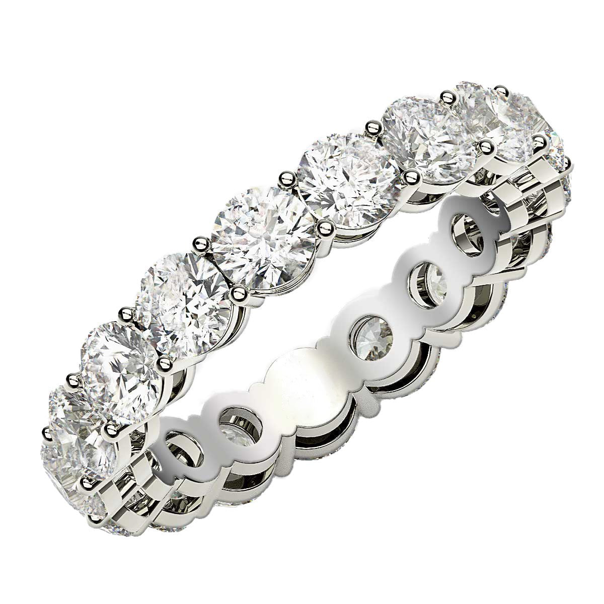 Round Cut Lab Grown Diamond Eternity Ring in 14k White Gold (3 cttw FG/VS2) RCJ Rings  CELESTIA LUXE JEWELLERS