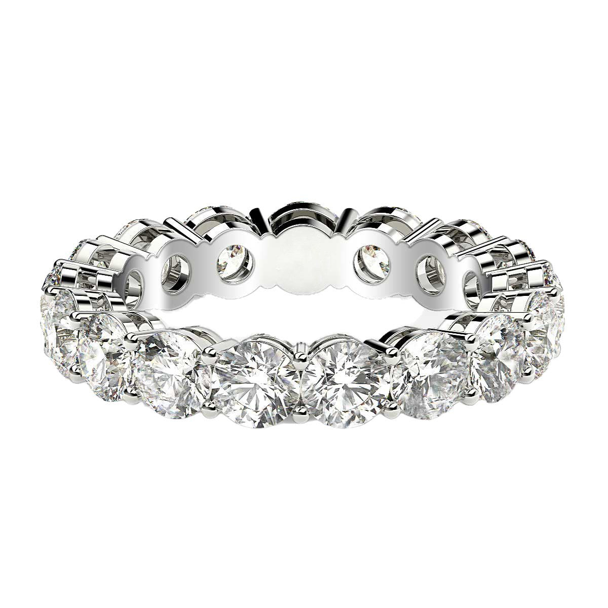 Round Cut Lab Grown Diamond Eternity Ring in 14k White Gold (3 cttw FG/VS2) RCJ Rings  CELESTIA LUXE JEWELLERS