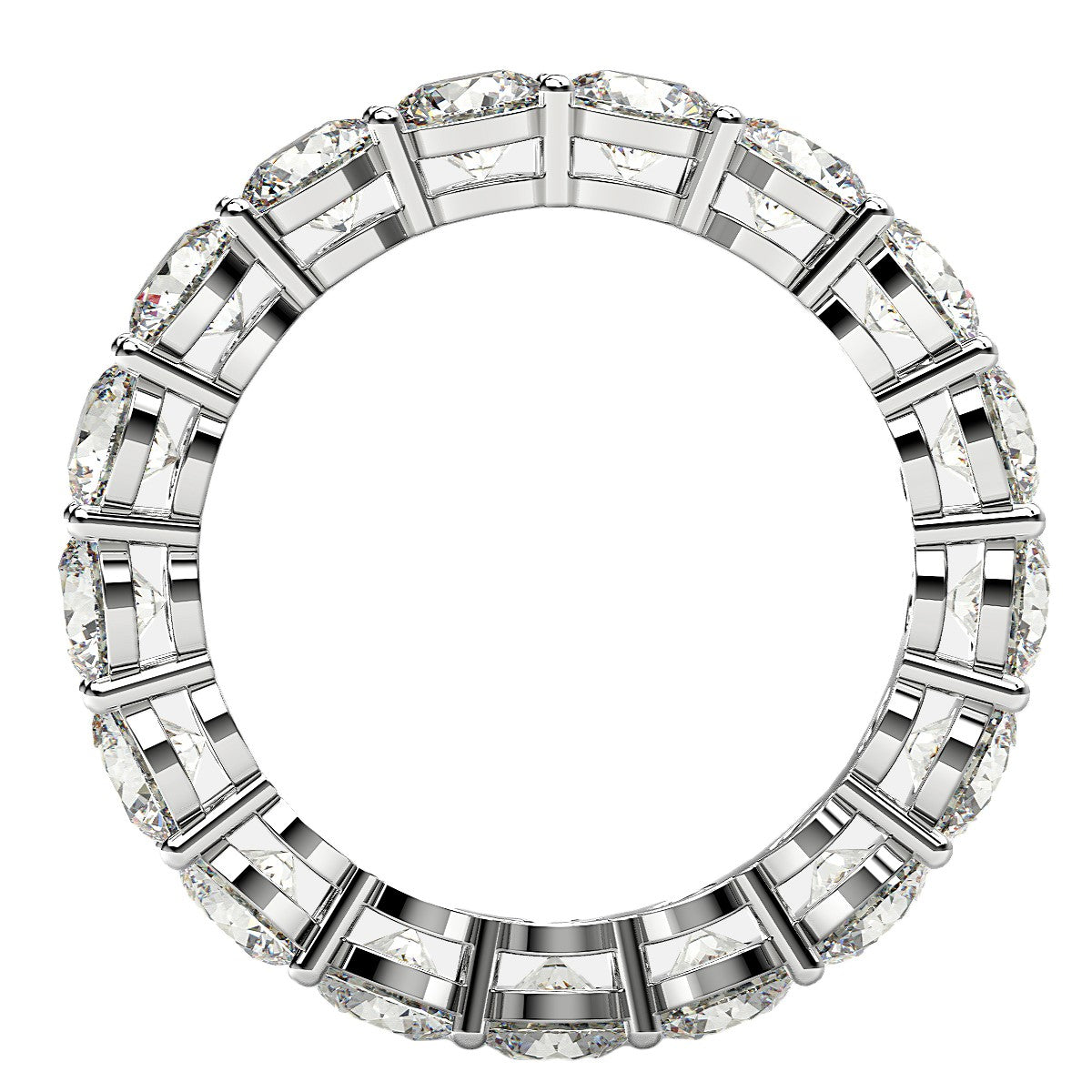 Round Cut Lab Grown Diamond Eternity Ring in 14k White Gold (3 cttw FG/VS2) RCJ Rings  CELESTIA LUXE JEWELLERS