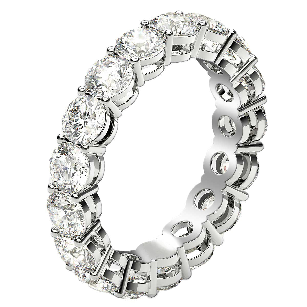 Round Cut Lab Grown Diamond Eternity Ring in 14k White Gold (3 cttw FG/VS2) RCJ Rings  CELESTIA LUXE JEWELLERS