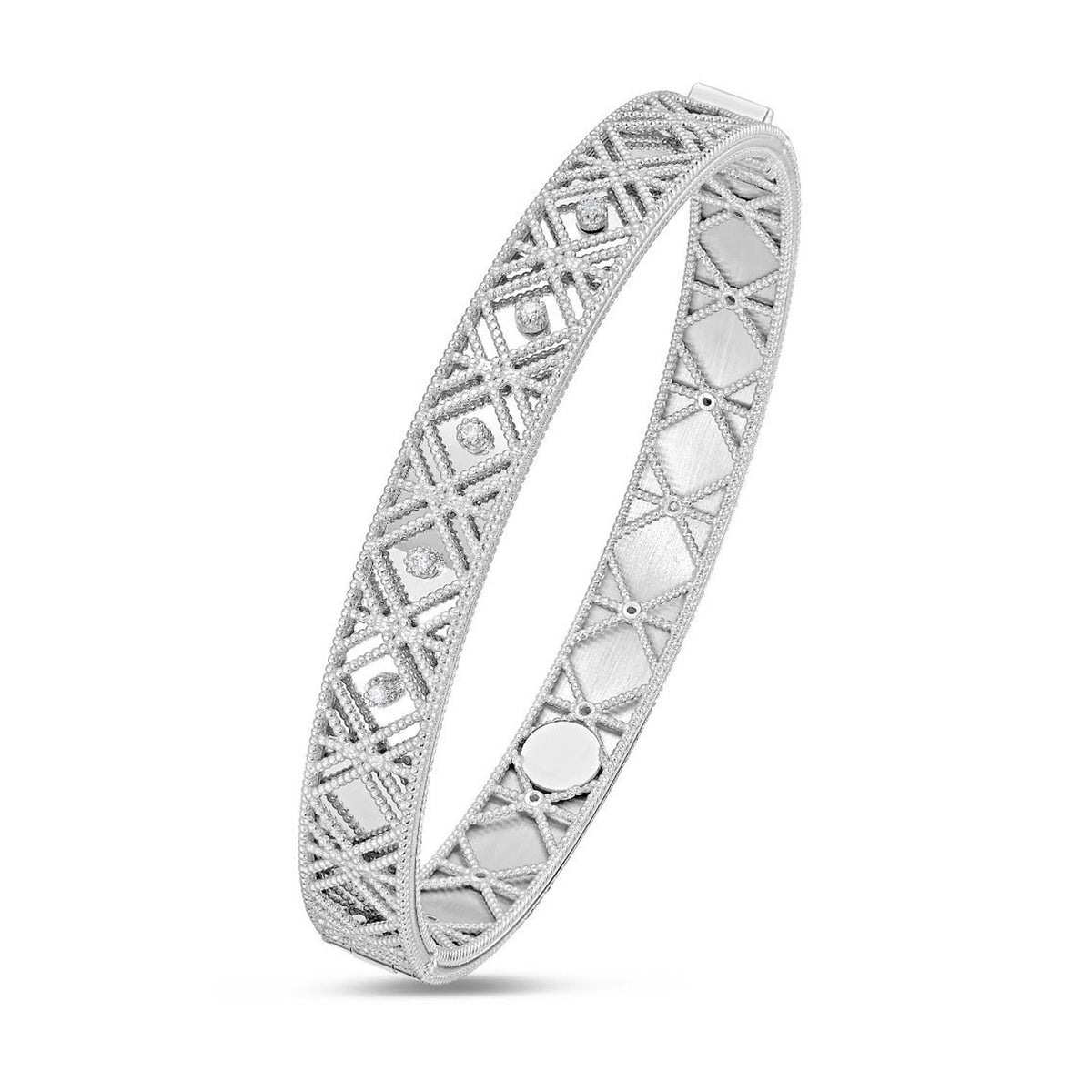 14K White Gold Diamond Vannerie Bangle