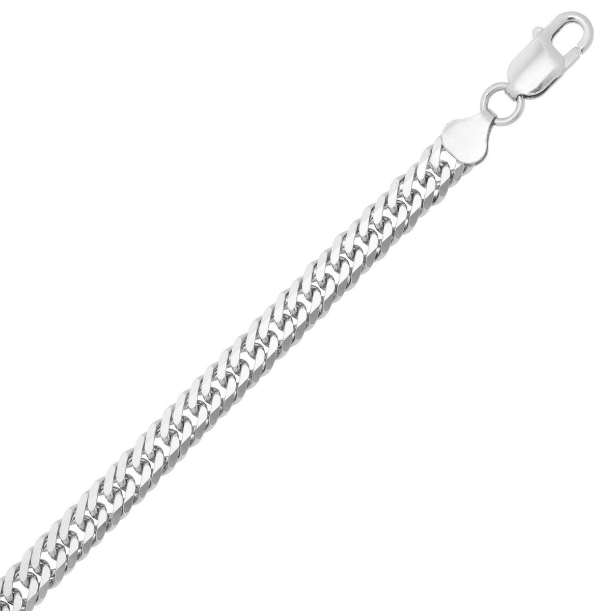 Sterling Silver Rhodium Plated Flat Miami Cuban Chain