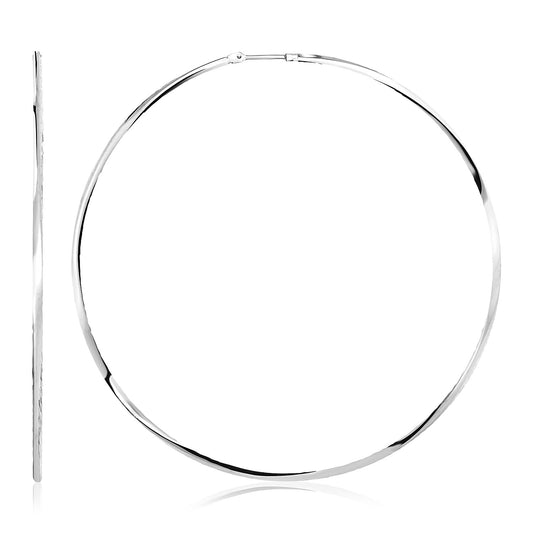 Sphère Grande Hoops — Rhodium-Plated Sterling Silver, 60–70 mm — CELESTIA LUXE JEWELLERS
