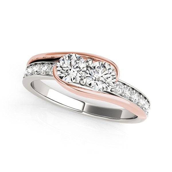 Two Stone Diamond Ring in 14k White And Rose Gold (3/4 cttw) RCJ Rings  CELESTIA LUXE JEWELLERS