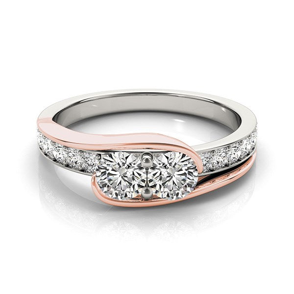 Two Stone Diamond Ring in 14k White And Rose Gold (3/4 cttw) RCJ Rings  CELESTIA LUXE JEWELLERS