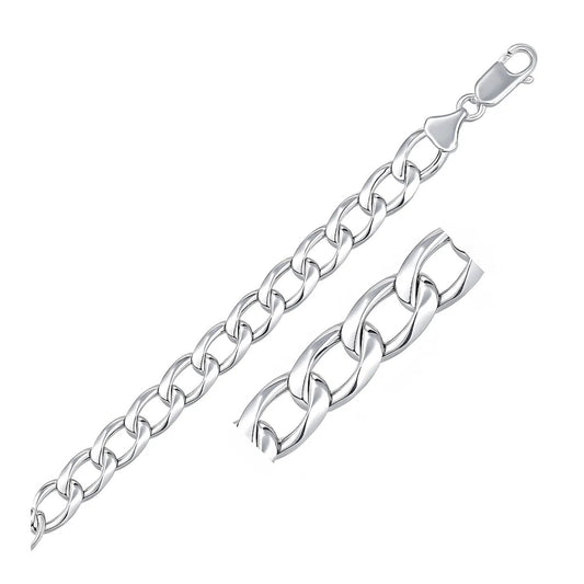 Rhodium Plated Sterling Silver Curb Style Bracelet