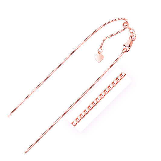 Cœur Ajusté Box Chain — 14K Rose Gold, 0.70–0.85 mm