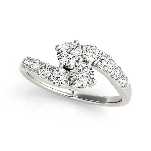 14k White Gold Two Stone Overlap Design Diamond Ring (1 cttw) RCJ Rings  CELESTIA LUXE JEWELLERS
