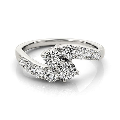 14k White Gold Two Stone Overlap Design Diamond Ring (1 cttw) RCJ Rings  CELESTIA LUXE JEWELLERS