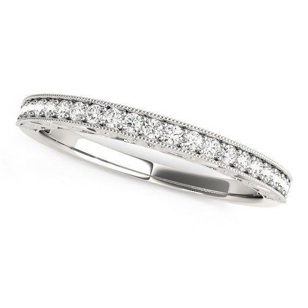 14k White Gold Milgrain Bordered Round Diamond Wedding Band (1/6 cttw) RCJ Rings  CELESTIA LUXE JEWELLERS