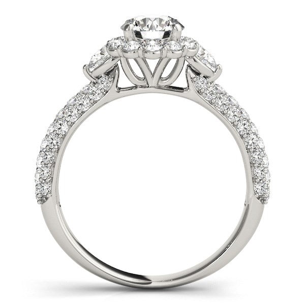14k White Gold Halo Round Diamond Engagement Pave Band Ring (2 cttw) RCJ Rings  CELESTIA LUXE JEWELLERS
