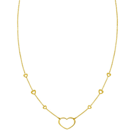 Cœurs Ouverts Station Necklace — 14K Yellow Gold, 16–18 in