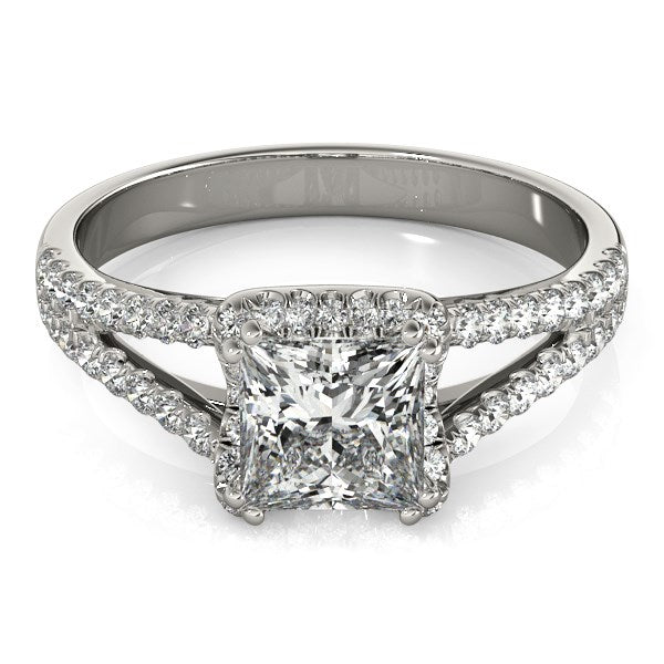 14k White Gold Princes Cut Halo Split Shank Diamond Engagement Ring (2 cttw) RCJ Rings  CELESTIA LUXE JEWELLERS