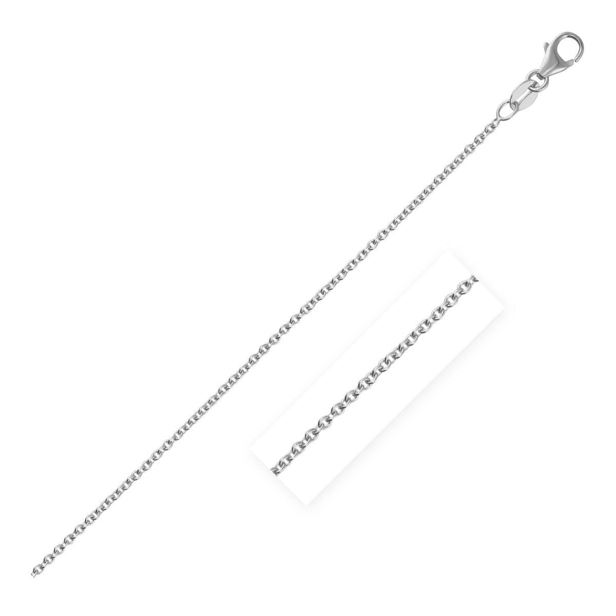 14k White Gold Round Cable Link Chain