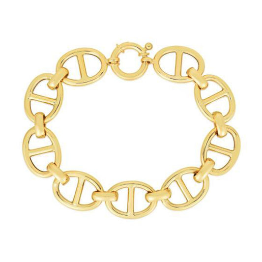 14k Yellow Gold High Polish Mariner Link Bracelet