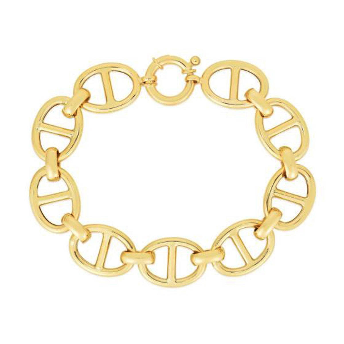 14k Yellow Gold High Polish Mariner Link Bracelet