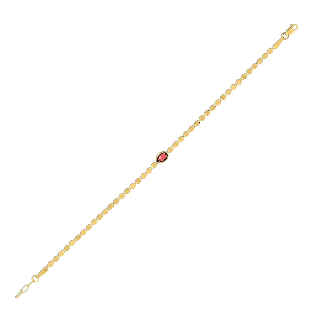 14K Yellow Gold Garnet Mirrored Chain (2.20 mm)