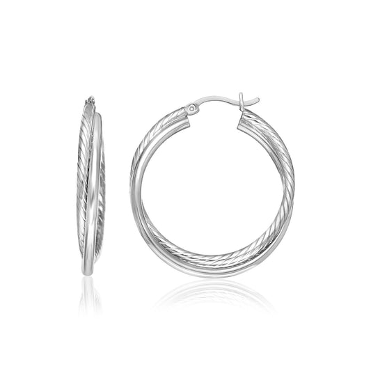 CELESTIALUXEJEWELLERS™ — Sterling Silver Ridged Hoop Earrings with Textured Design — detail 1