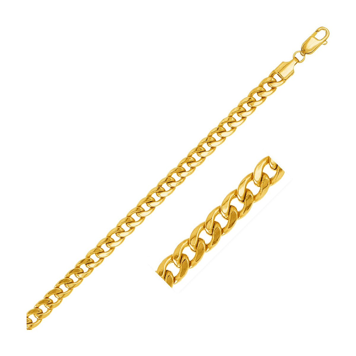 14k Yellow Gold Miami Cuban Semi Solid Chain