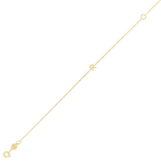14K Yellow Gold Mini Initial R Bracelet