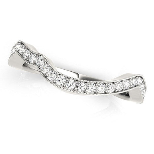 14k White Gold Milgrained Curve Style Diamond Wedding Band (1/5 cttw) RCJ Rings  CELESTIA LUXE JEWELLERS
